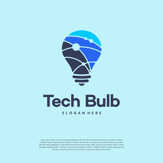 Vettore concetto di design del logo modern tech bulb, modello di logo pixel technology bulb idea