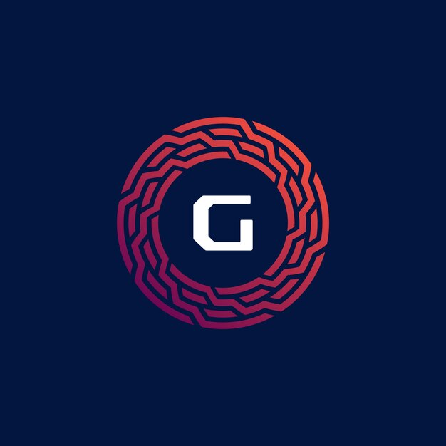 Vector modern tech circle emblem letter g frame logo