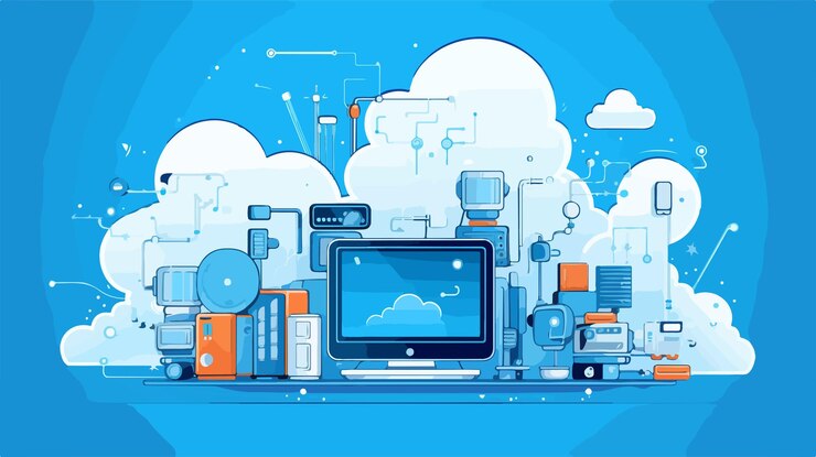 Vector modern technology design on blue background vector illustration