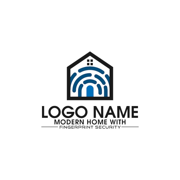 Vector modern technology home logo concept fingerprint security concept residential development industry