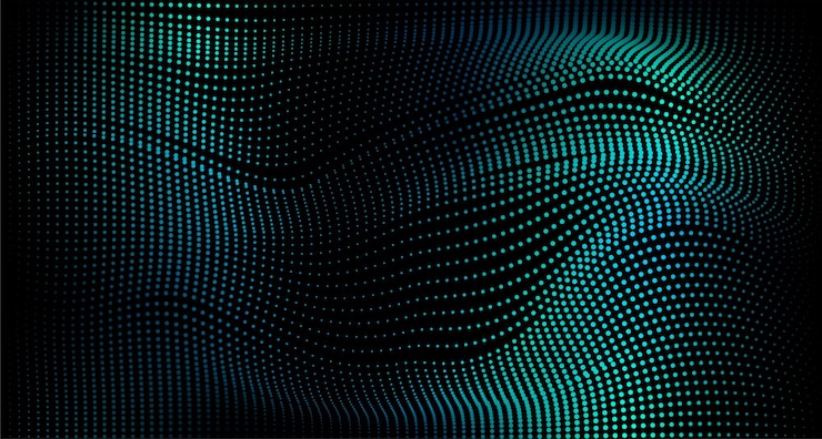 Vector modern technology style background design with blue particle wave