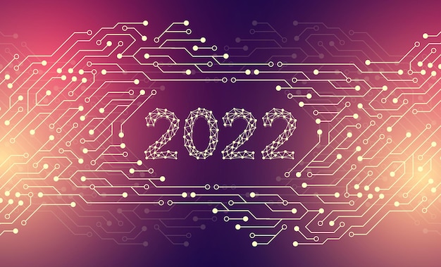 Modello di tecnologia moderna per buon natale e felice anno nuovo 2022 con linee e punti collegati. effetto geometrico digitale. illustrazione vettoriale