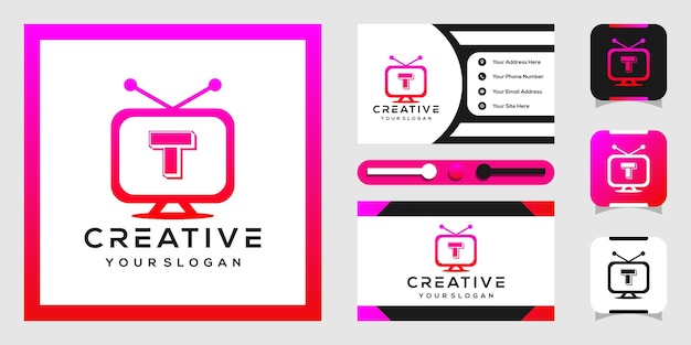 Design moderno del logo televisivo e lettere t