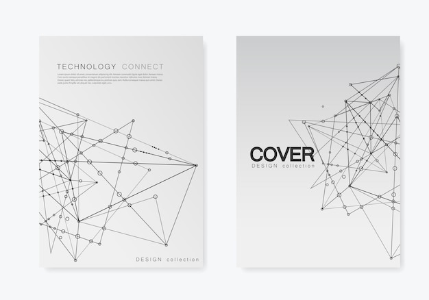 Modern  templates for brochure cover in a4 size. polygonal space background with connecting dots and lines. abstract structure