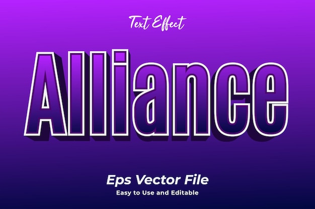 Modern text effect Alliance Editable and easy to use Premium vector