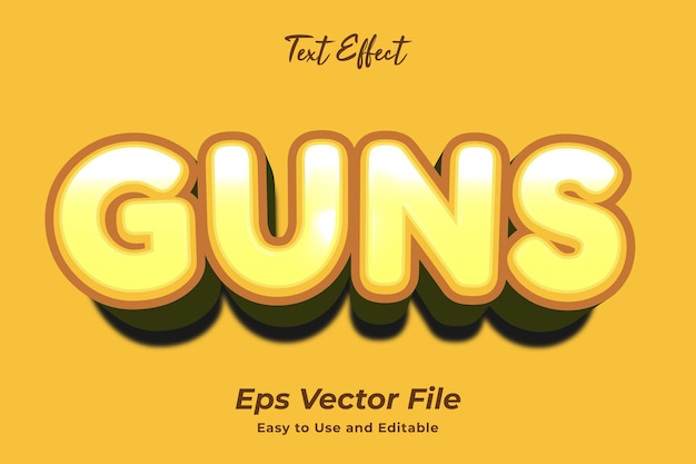 Modern text effect guns editable and easy to use premium vector