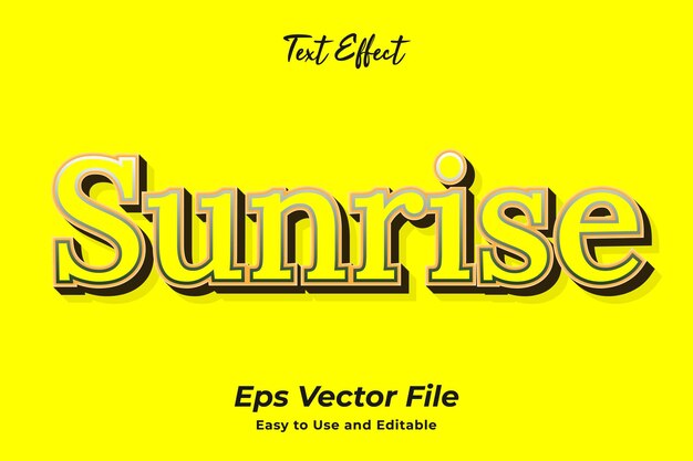 Modern text effect sunrise editable and easy to use premium vector