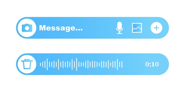 現代のテキストと音声メッセージuiメッセンジャーテキストボックスと音声波形音声とチャットメッセージバブルベクトルデザインテンプレートモックアップテンプレートベクトルui画面アプリインターフェイステンプレートEPS10