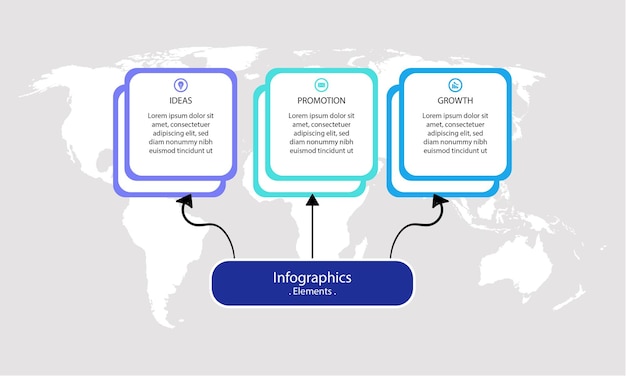 Modern three steps infographic presentation design