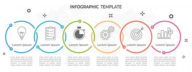 Modern timeline circle infographic 6 opttions.