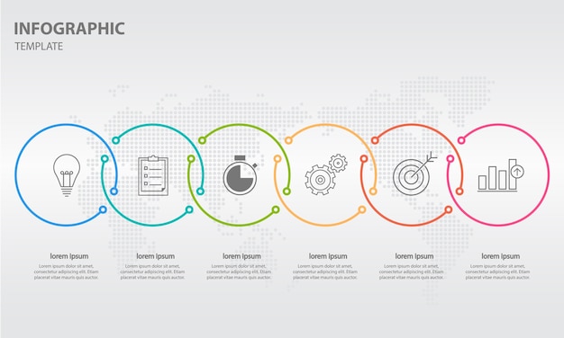 Moderna timeline infografica 6 opzioni