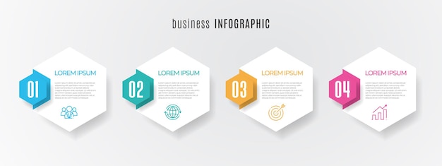 Vettore modello di infografica timeline moderna 4 passaggi