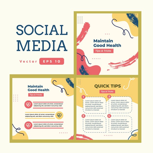 Modern tips post social media layout template with trendy abstract colors