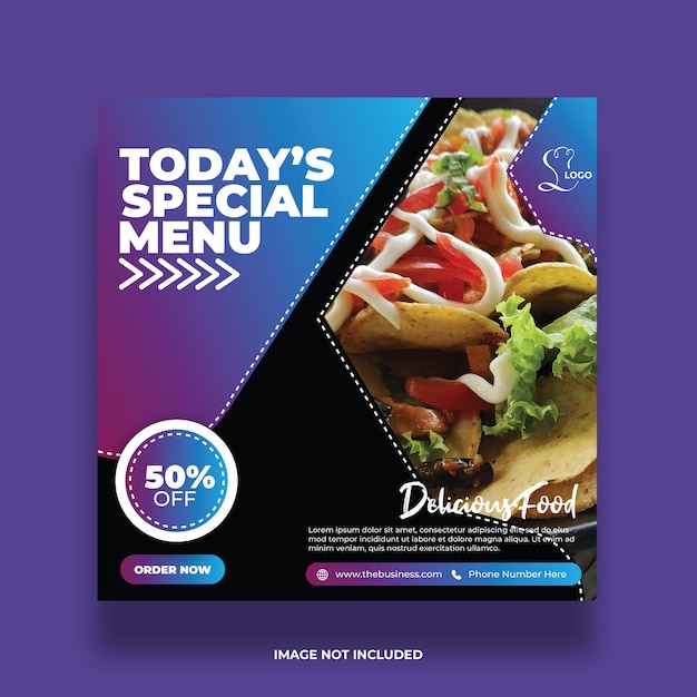 Modern today's special menu food social media post promotion template