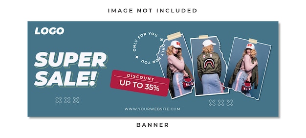 Modern torn paper fashion social media banner design