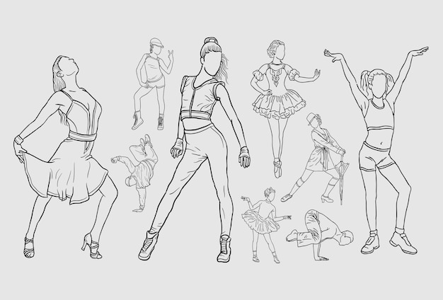 Modern and traditional dance sketches