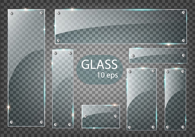 ベクトル 現代の透明なガラス板セット