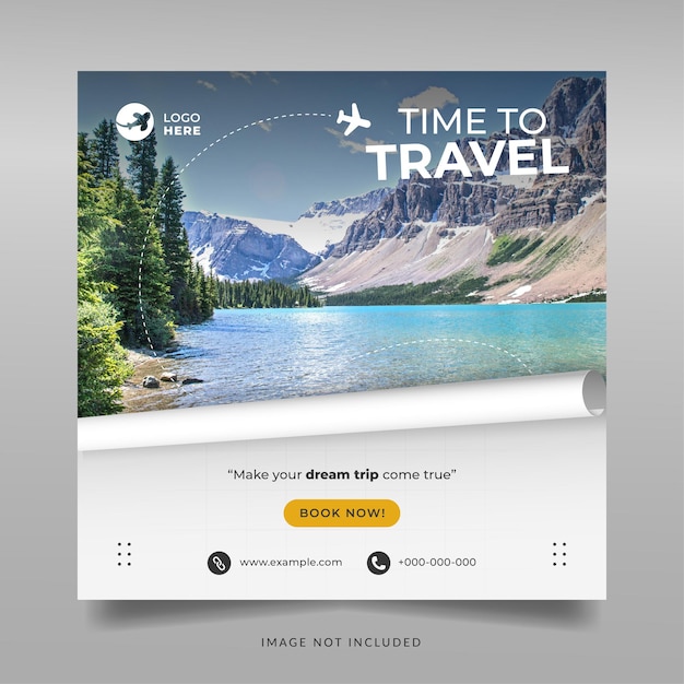 Modern travel banner for holiday social media post