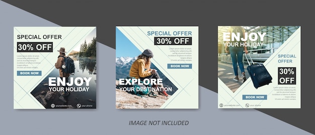 Modern travel sale template for social media post