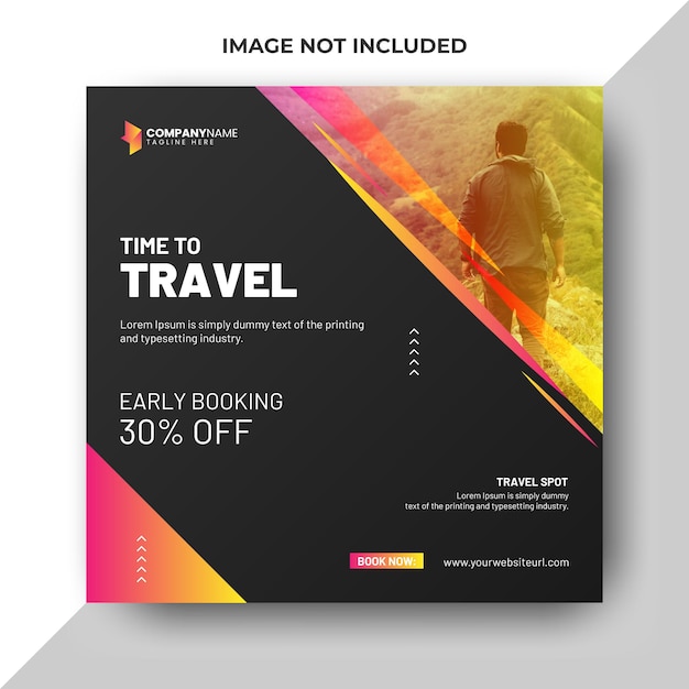 Modern travel social media post banner template instagram post square flyer