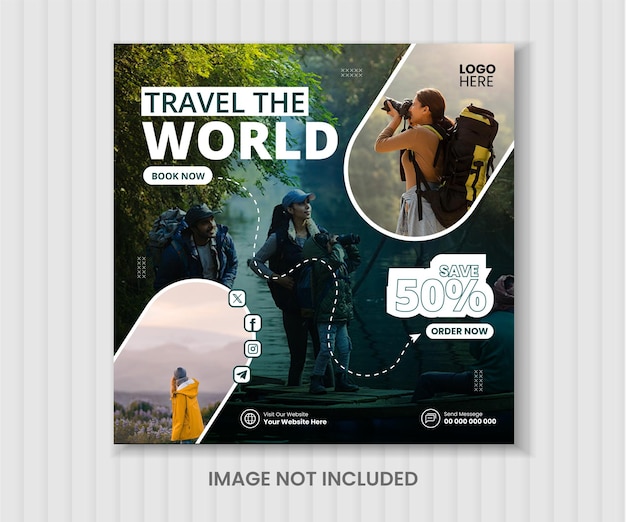 Modern Travel Social Media Post Design Template