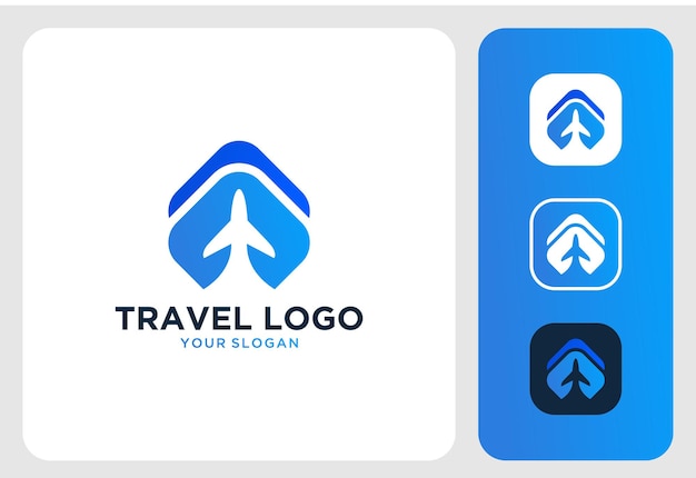 Modern travel with plane logo design inspiration