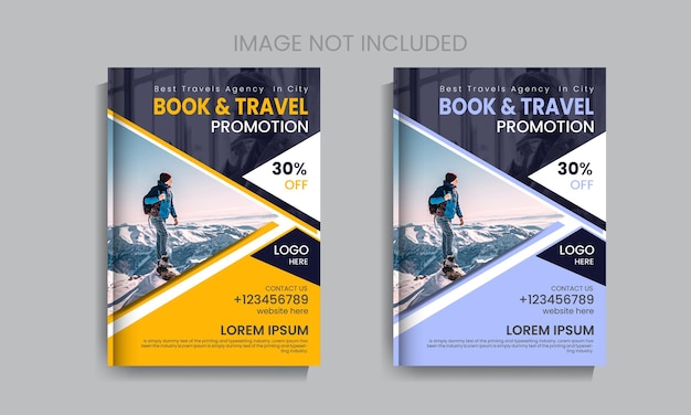 A modern Traveling Book Cover layout with gradient accents