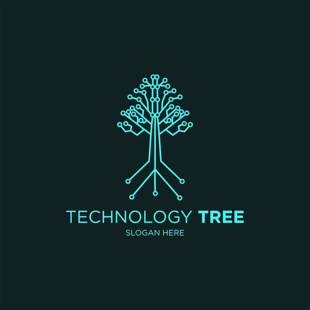 Vector modern tree line art logo design