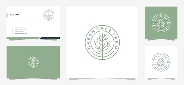 Modern tree logo and business card