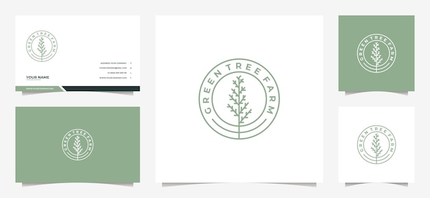 Vector modern tree logo and business card