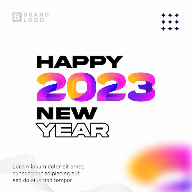 Vettore tendenza moderna colorato felice anno nuovo 2023