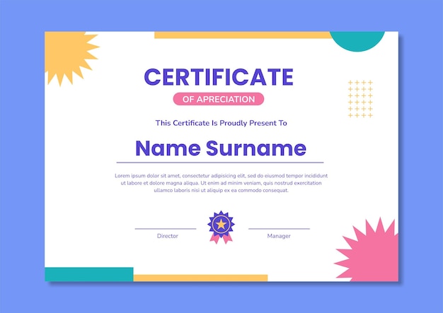 Modern trendy certificate template design