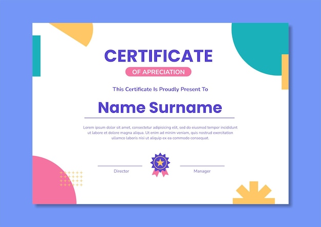 Modern trendy certificate template design