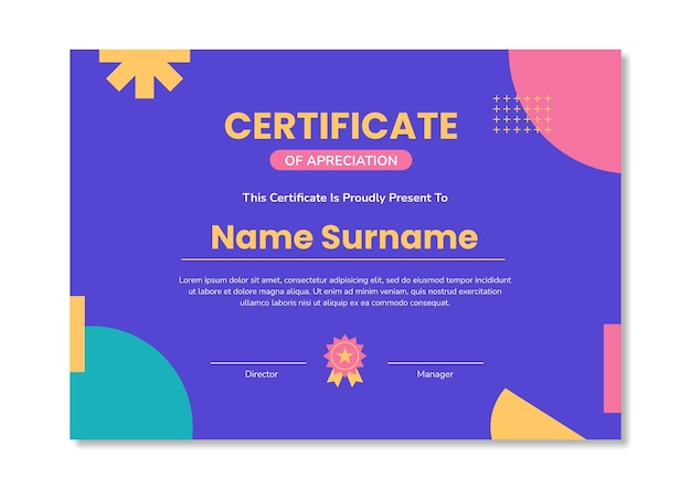 Modern trendy certificate template design