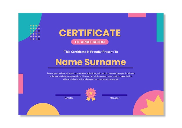 Modern trendy certificate template design