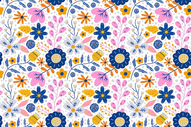 A modern trendy flower and leaf illustration seamless pattern