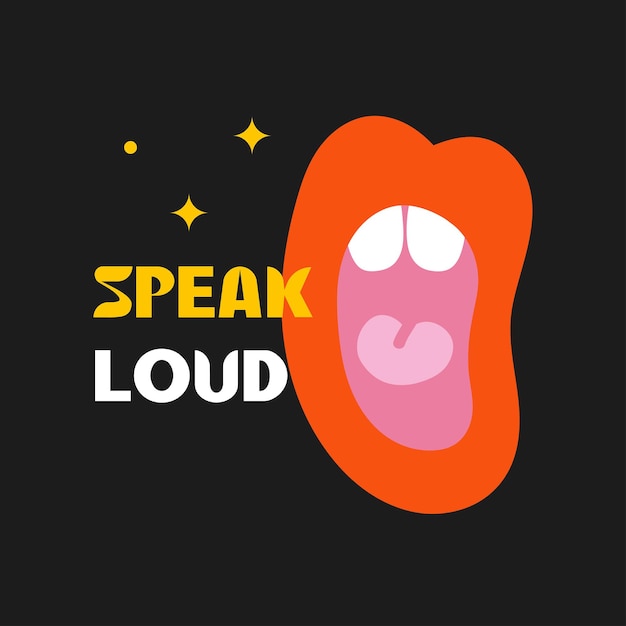 Vector modern trendy illustration set with motivational phrase  mouth speaking bright colors social