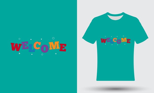 Modern trendy kleurrijk welkom belettering t-shirt