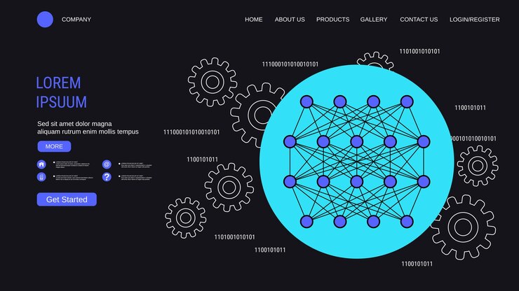 Vector modern trendy landing page vector design template neural network illustration