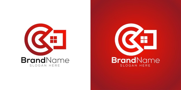 Modern trendy letter C home icon logo design template