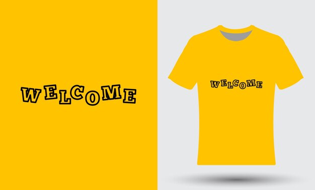 Modern trendy welcome lettering t shirt yellow background