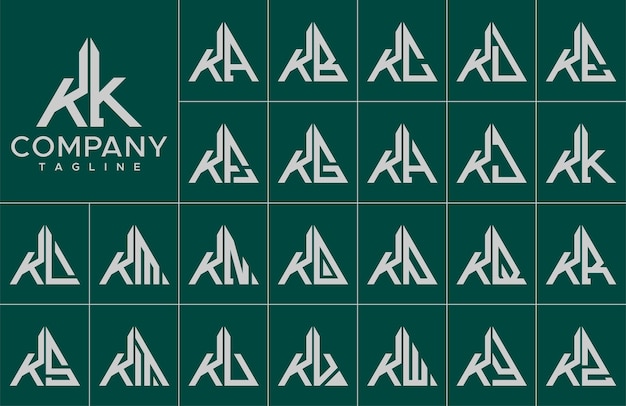 Modern triangle letter KK K logo design template