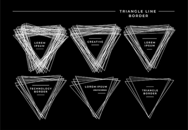 Modern triangle line scribble border logo design set