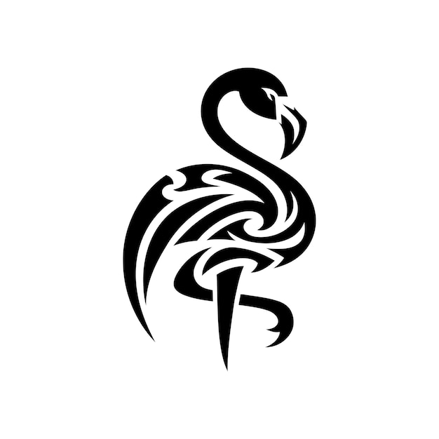 modern tribal tattoo flamingo abstract line art of animals minimalist contour Vector