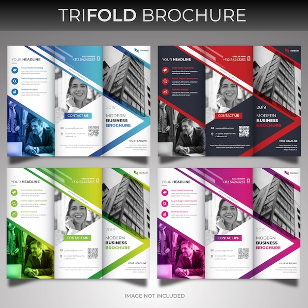 Modern trifold brochure cover design template set