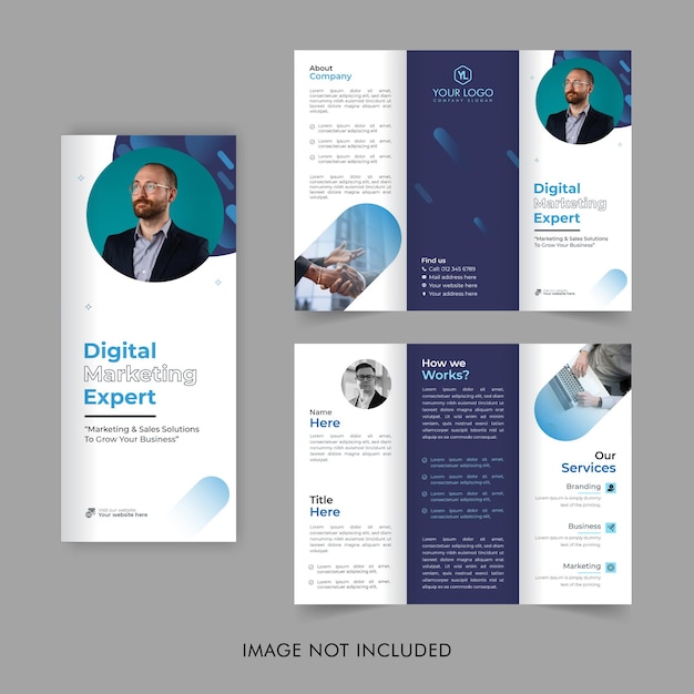 Modern trifold brochure design, digital marketing corporate business brochure, leaflet or flyer