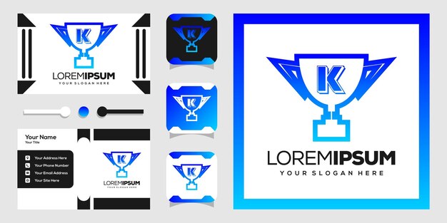 Design moderno del logo del trofeo con lettere k