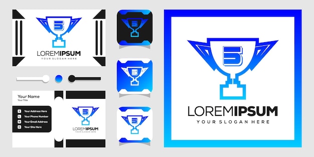 modern trophy logo design with numbers 5