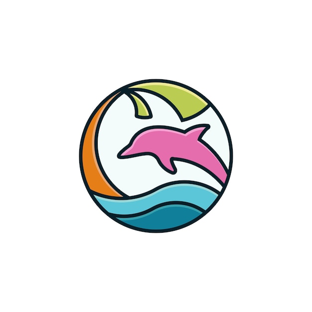 Modern Tropical Dolphin-logo voor uw bedrijf of bedrijf