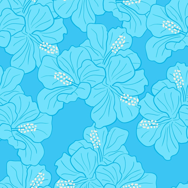 Современные тропические цветы бесшовный узор дизайн Цветы гибискуса фон Экзотические джунгли